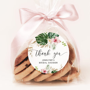 Tropische bladeren, monstera vrijgezellenfeest ronde sticker