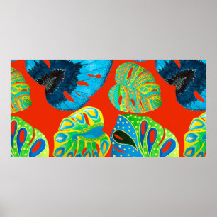 Tropische bladeren naadloos patroon poster