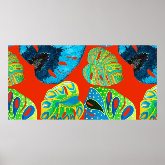 Tropische bladeren naadloos patroon poster (Voorkant)