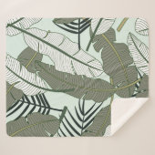 Tropische bladeren naadloos patroon sherpa deken (Voorkant (horizontaal))