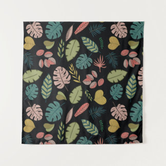 Tropische bladeren naadloos patroon wandkleed