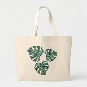Tropische bladeren natuur zomer moderne elegant sc grote tote bag