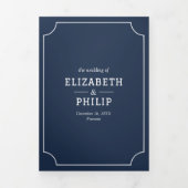 Tropische bladeren Navy Wereldkaart Alles in één b Drieluik Uitnodiging (Cover)