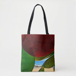 Tropische bladeren & Ocean Uitzicht Eco Canvas tas