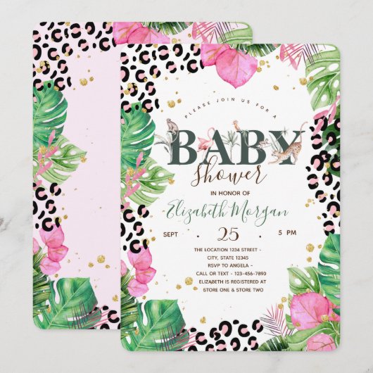 Tropische bladeren Oerwoud dieren Kaart (Voorkant / Achterkant)