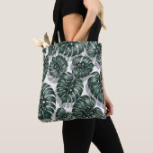 Tropische bladeren, oerwoud monstera tote bag (Dichtbij)