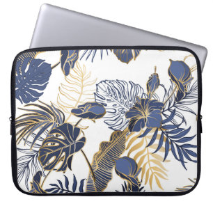 Tropische bladeren, oerwoud naadloze achtergrond. laptop sleeve