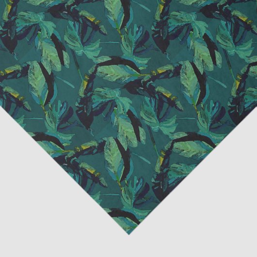 Tropische bladeren Oerwoud-olievloeistof Tissuepapier (Detail)