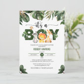 Tropische bladeren Oerwoud Safari Animals Baby sho Kaart (Staand voorkant)