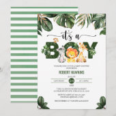 Tropische bladeren Oerwoud Safari Animals Baby sho Kaart (Voorkant / Achterkant)