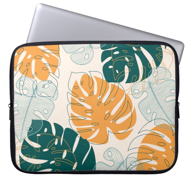 Tropische bladeren:  Oerwouden afdichting Laptop Sleeve (Voorkant)