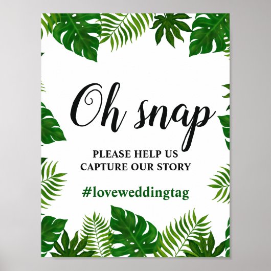 Tropische bladeren | Oh Snap Instagram Weddenschap Poster (Voorkant)