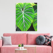 Tropische bladeren, olifantenoorten, donkergroen canvas afdruk (Insitu (Woonkamer))