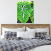 Tropische bladeren, olifantenoorten, donkergroen canvas afdruk (Insitu (Slaapkamer))