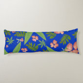 Tropische bladeren op blauw lichaamskussen (Achterkant)