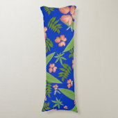 Tropische bladeren op blauw lichaamskussen (Voorkant Verticaal)