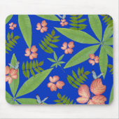 Tropische bladeren op blauw muismat (Voorkant)