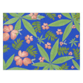 Tropische bladeren op blauw tafelkleed (Voorkant (Horizontaal))