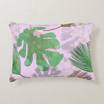 Tropische bladeren op bleek roze.