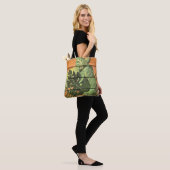 Tropische bladeren op hout tote bag (Op model)
