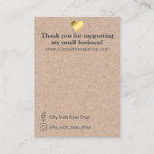 Tropische bladeren op kraft zeep sample verpakking visitekaartje (Achterkant)