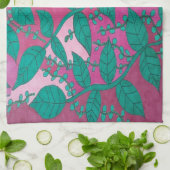 Tropische bladeren op roze theedoek (Gevouwen)