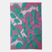 Tropische bladeren op roze theedoek (Verticaal)
