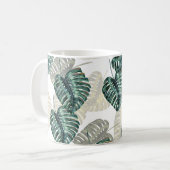 Tropische bladeren op wit koffiemok (Voorkant links)