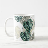 Tropische bladeren op wit koffiemok (Links)