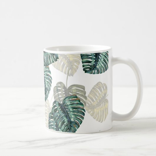 Tropische bladeren op wit koffiemok (Rechts)