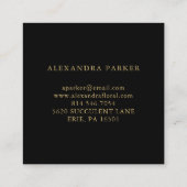 Tropische bladeren op zwart met goud vierkante visitekaartje (Achterkant)