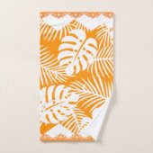 Tropische bladeren Oranje in witte Fancy trim Bad Handdoek (Handdoek)
