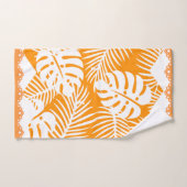 Tropische bladeren Oranje in witte Fancy trim Bad Handdoek (Handdoek)