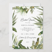 tropische bladeren orchidee bruids douche uitnodig kaart (Voorkant)