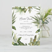 tropische bladeren orchidee bruids douche uitnodig kaart (Staand voorkant)