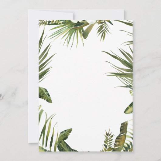 tropische bladeren orchidee bruids douche uitnodig kaart (Achterkant)