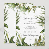 tropische bladeren orchidee bruids douche uitnodig kaart (Voorkant / Achterkant)