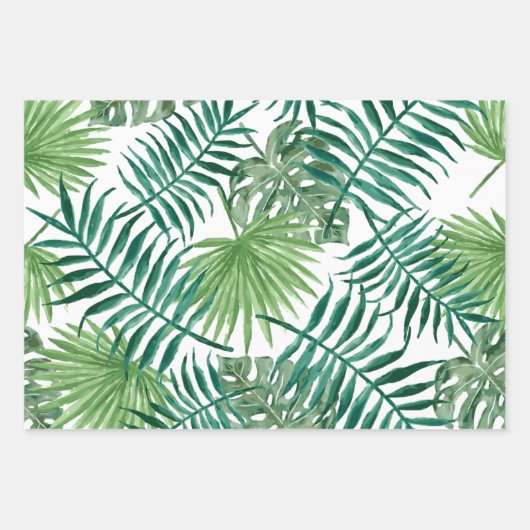 Tropische bladeren palm Greenery Wrapping Paper-bl Inpakpapier Vel (Voorkant 3)