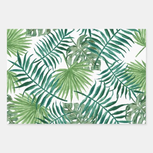 Tropische bladeren palm Greenery Wrapping Paper-bl Inpakpapier Vel (Voorkant)