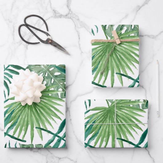 Tropische bladeren palm Greenery Wrapping Paper-bl Inpakpapier Vel (Voorkant)