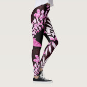Tropische bladeren Palmbladeren Roze Bourgogne Wit Leggings (Rechts)