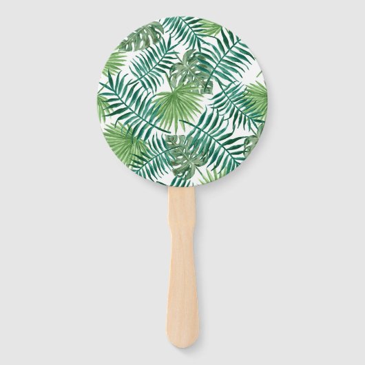 Tropische bladeren Palmgroen Zomer Hand Fan Handwaaier (Achterkant)
