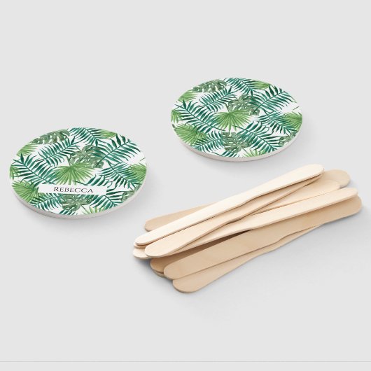 Tropische bladeren Palmgroen Zomer Hand Fan Handwaaier (Niet-gemonteerd)