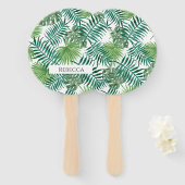 Tropische bladeren Palmgroen Zomer Hand Fan Handwaaier (Voorkant en achterkant)