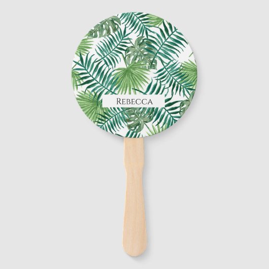 Tropische bladeren Palmgroen Zomer Hand Fan Handwaaier (Voorkant)