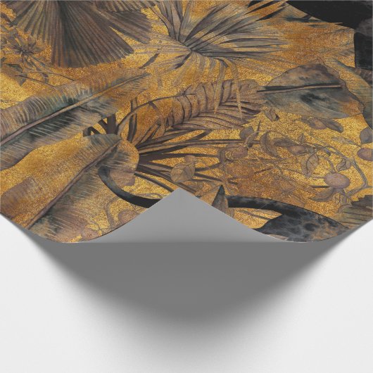 Tropische bladeren, panther en orchidee. Naadloze  Cadeaupapier (Hoek)