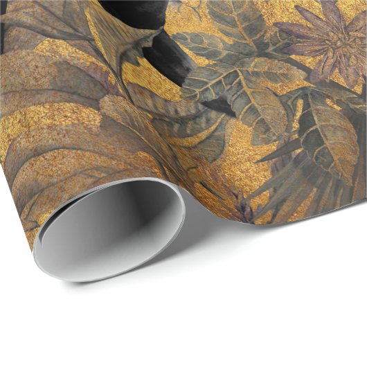 Tropische bladeren, panther en orchidee. Naadloze  Cadeaupapier (Rol Hoek)