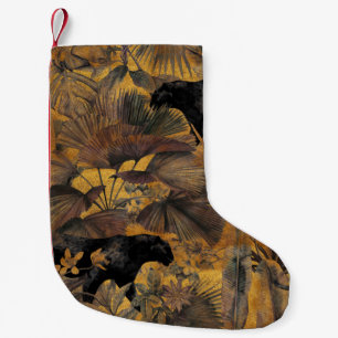 Tropische bladeren, panther en orchidee. Naadloze Kleine Kerstsok