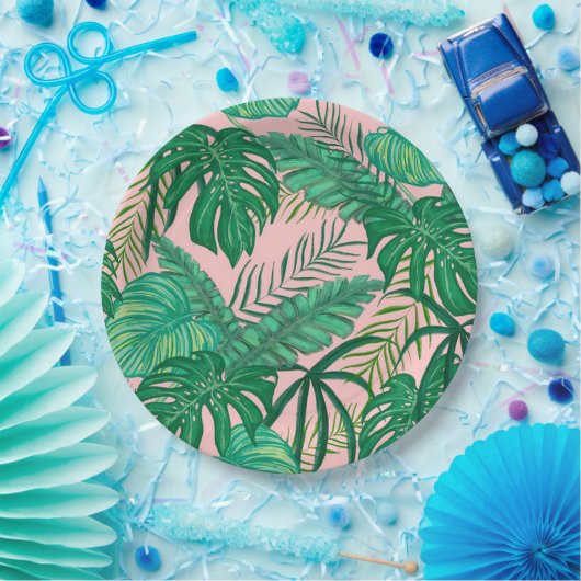 Tropische bladeren papieren bordje (Feest)