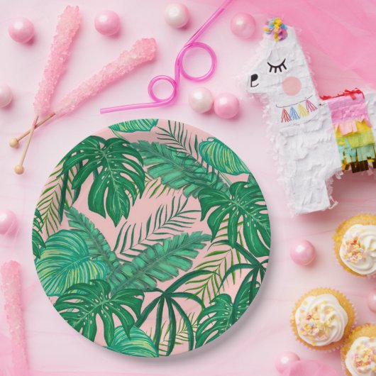 Tropische bladeren papieren bordje (Feest)